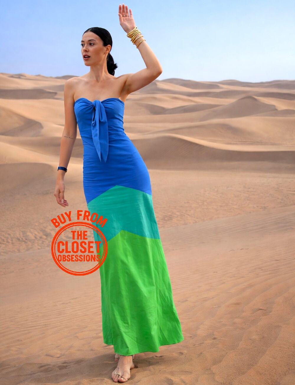 MANGO x SIMON MILLER Colorblock Strapless Maxi Dress NWT Size 4 6